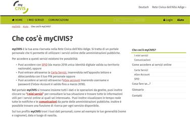 La pagina web di myCIVIS. Foto Usp