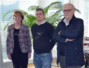 Martha Stocker con il presidente della cooperativa River Equipe, Davide Monti, e Claude Rotelli (Foto USP/Savio)