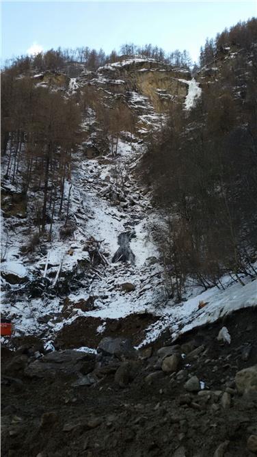 La frana staccatasi il 22 febbraio scorso in Val Senales (Foto USP/Servizio strade)