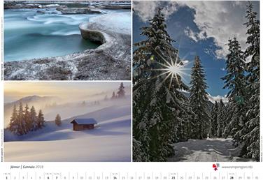 Il collage del mese di gennaio del calendario fotografico dell'Euregio 2018