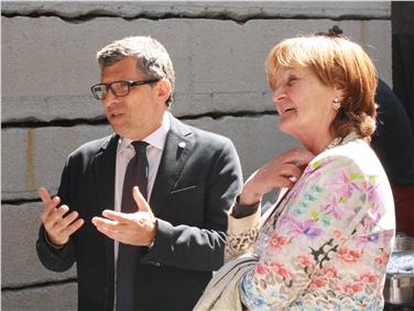 L'assessora Martha Stocker con l’amministratore delegato di BBT SE, Raffaele Zurlo Foto: USP/FG