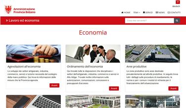 La homepage del nuovo portale web dedicato all'economia
