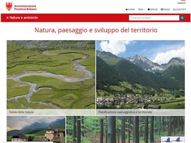 La homepage del nuovo portale web dedicato a natura, paesaggio e sviluppo del territorio